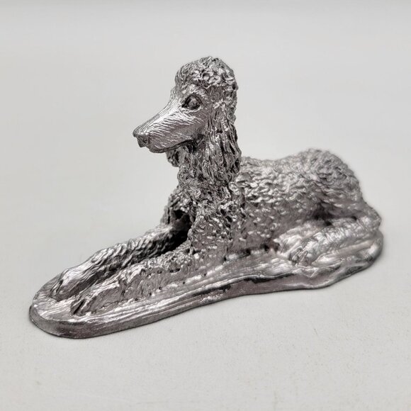Ricker Pewter Standard Poodle Figurine Lying Dog Standard Poodle Canine - Picture 1 of 6